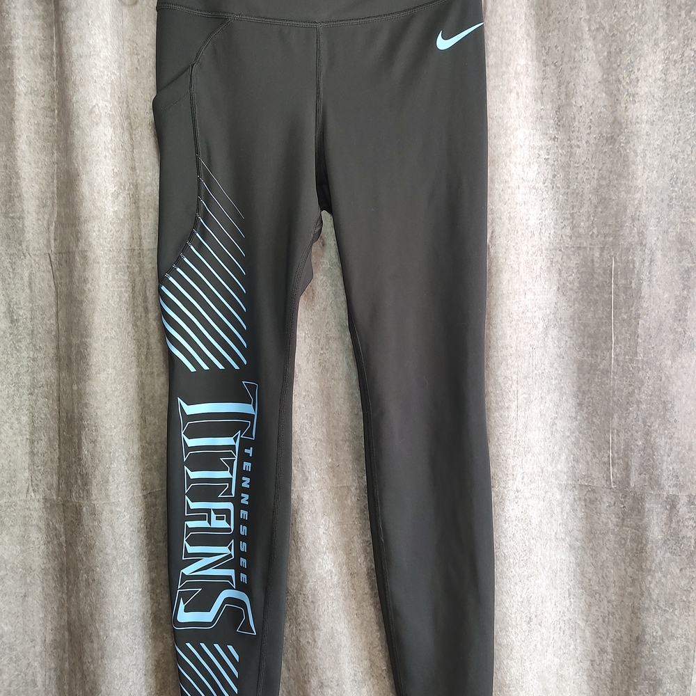 Nike Women's Black Leggings with Blue Tennessee Titans Graphics